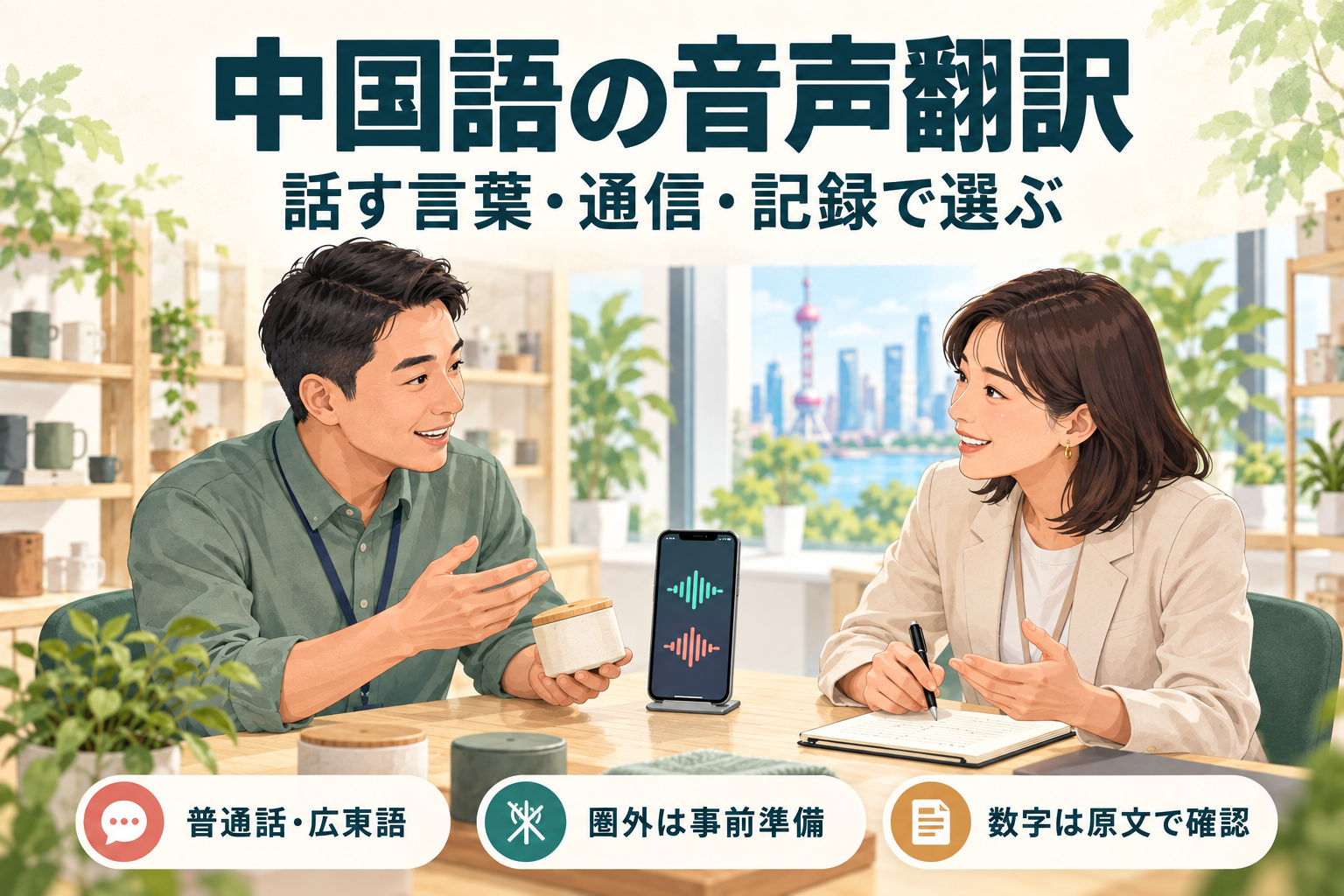 中国語の音声翻訳6選|普通話・広東語、会話と会議で選ぶ