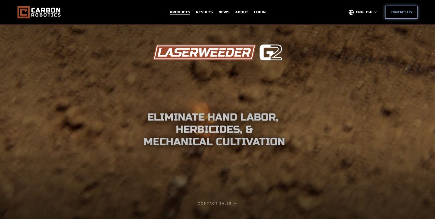 Carbon RoboticsのLaserWeeder G2製品サイト