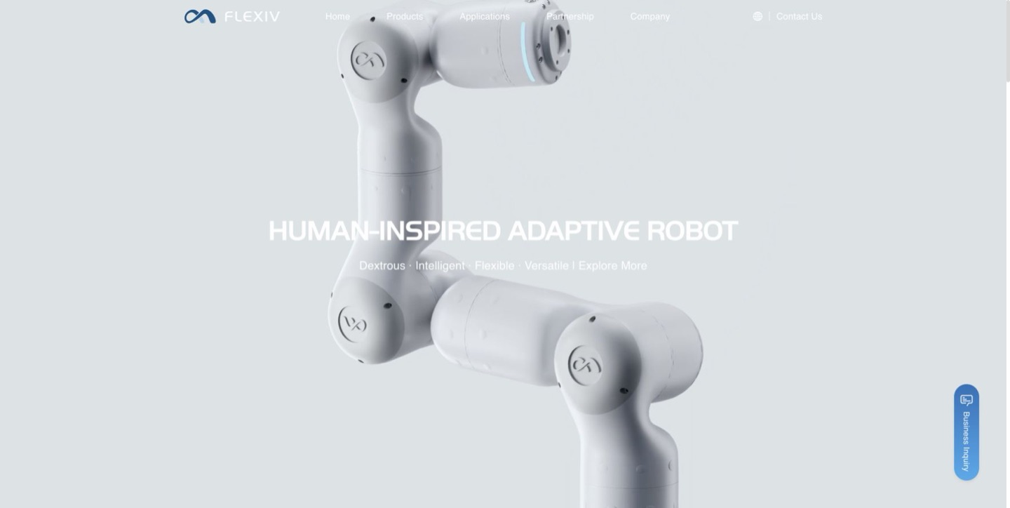 適応型ロボットアームを紹介するFlexivのウェブサイト