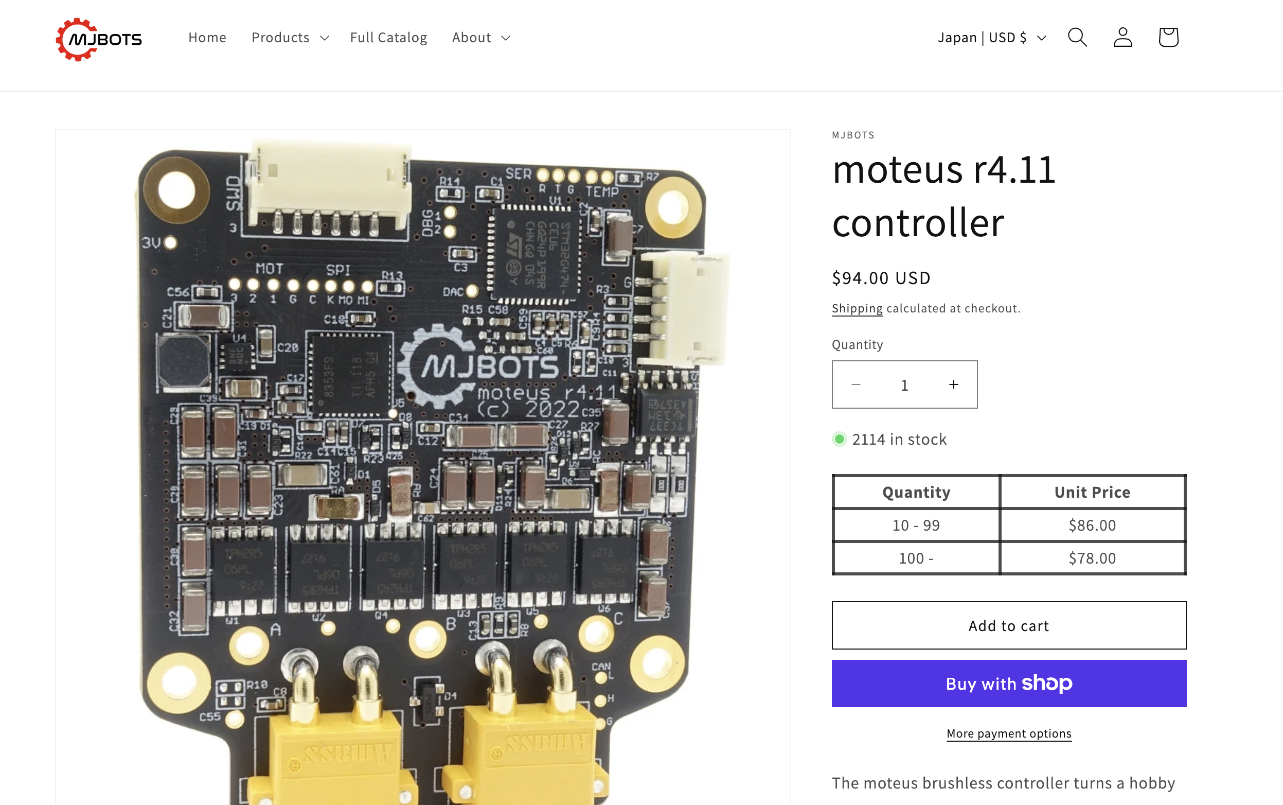 ユーザー提供のmjbots moteus r4.11参考基板写真。元の色を保持。