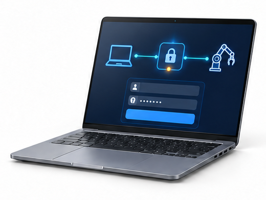 サービス認証画面を表示する保守用ノートPCのイメージ。