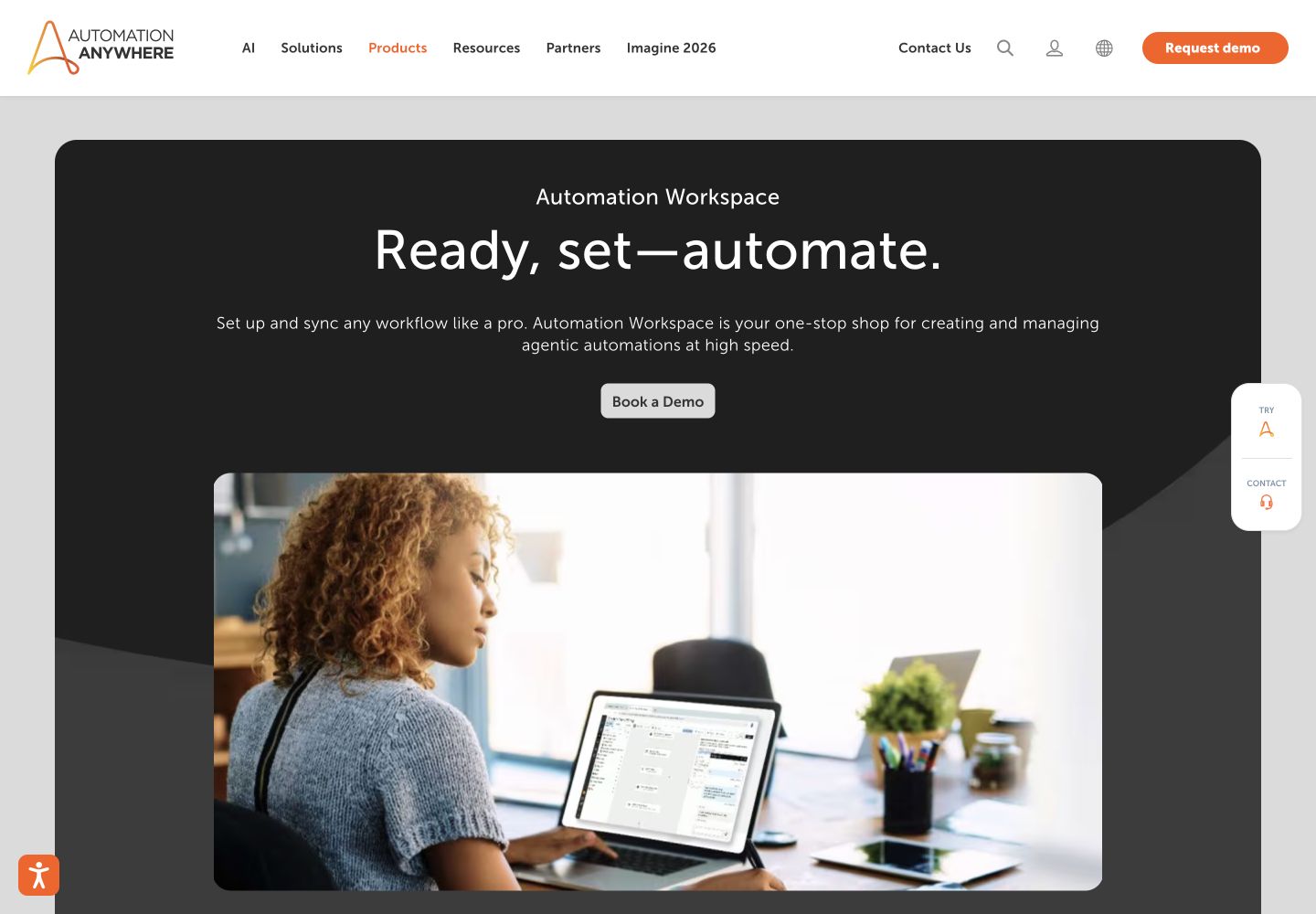 Automation AnywhereのAutomation Workspace公式紹介ページ。