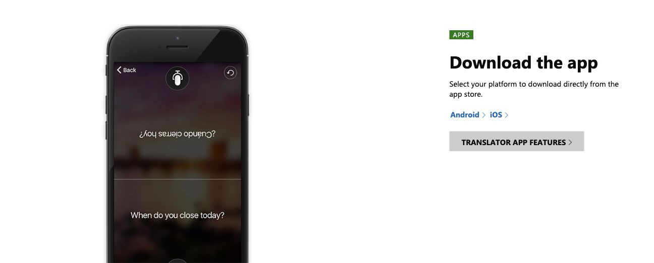 Microsoft Translatorの公式アプリ紹介。1台のスマートフォンで上下に会話を表示する分割画面とダウンロード案内