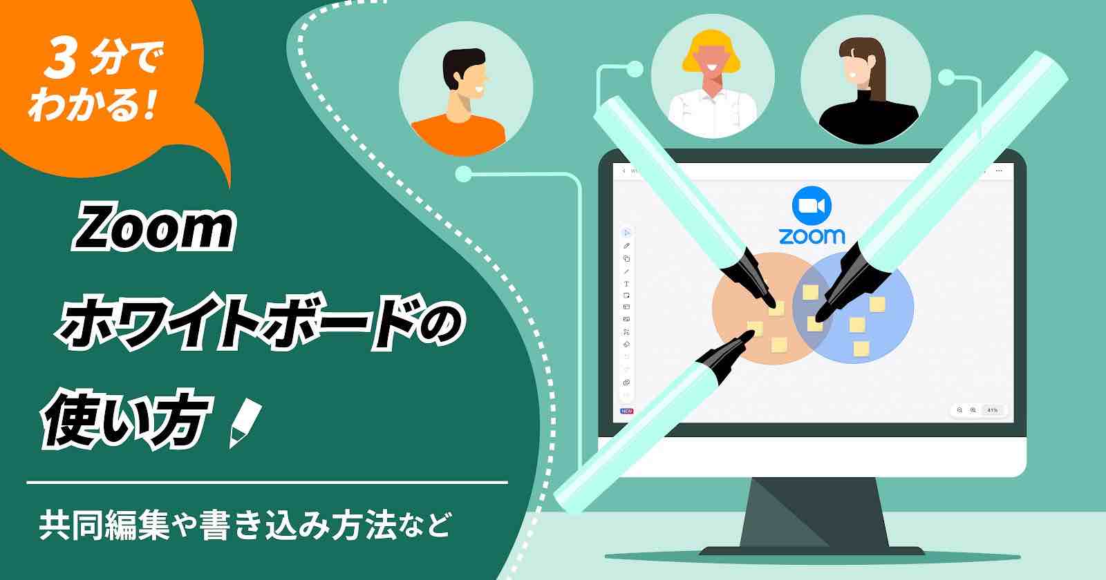3分でわかる!Zoomホワイトボードの使い方|共同編集や書き込み方法など