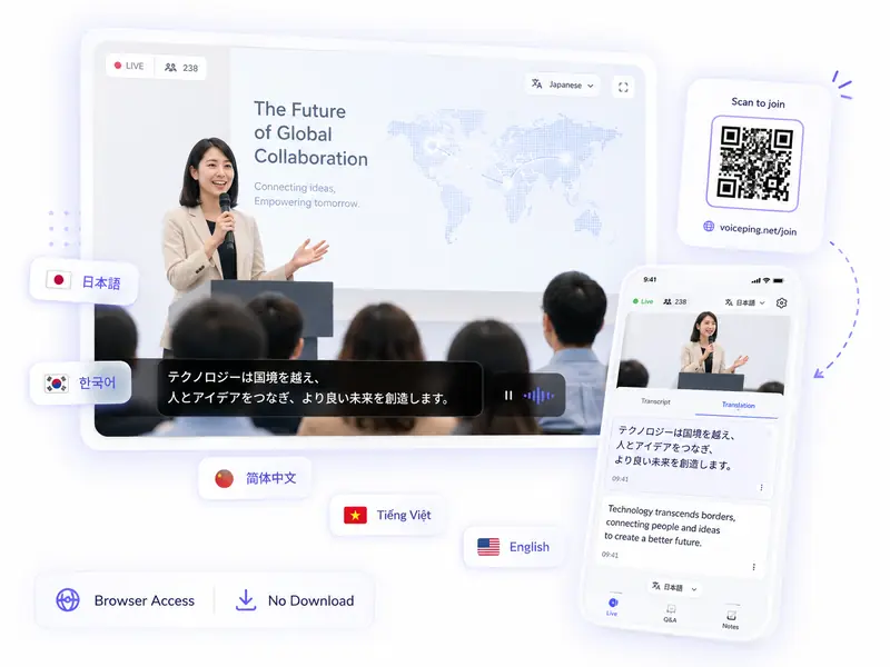 QRコードから利用できるVoicePingのイベント翻訳