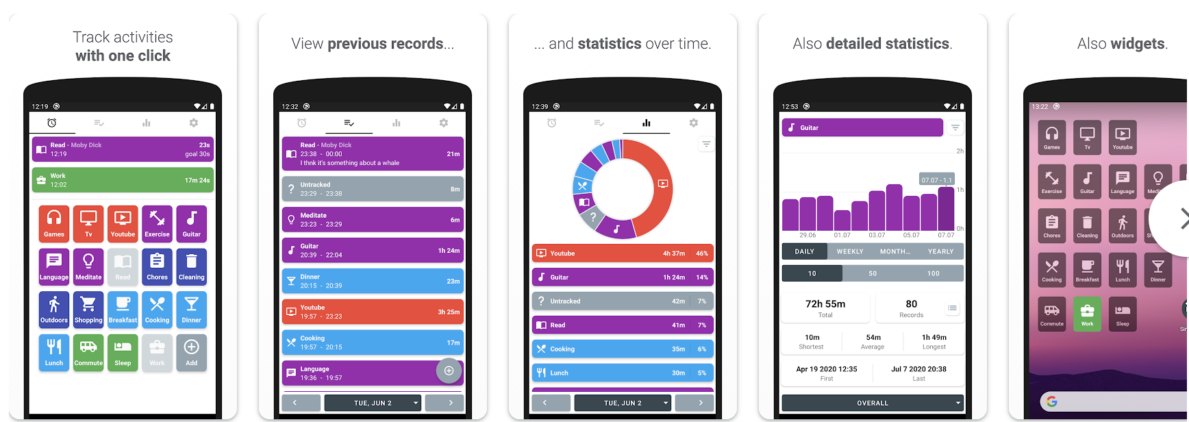 Simple Time Tracker features